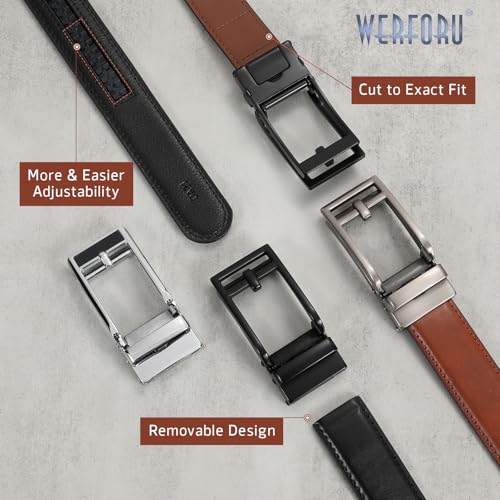WERFORU Men Dress Belt Men Leather Belt Adjustable Leather Belt-Black Ratchet Belt for Dress and Casual3