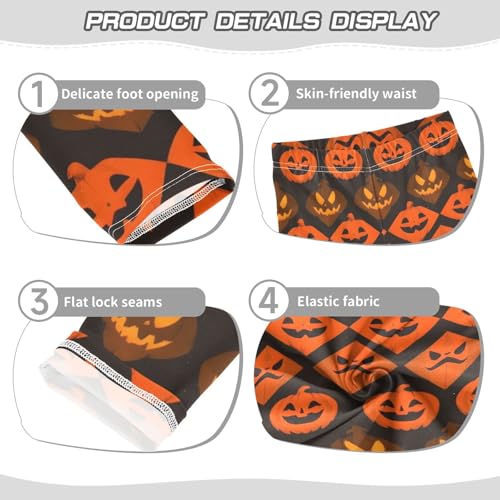 Pumpkin Checked Print Girls Leggings Soft Stretch Workout Yoga Dance Pants for Kids Casual Tights3