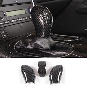 PIUGILH Gear Shift Knob Head Cover Trim Compatible with Corvette C6 2005-2013 Interior Accessories, Car Gear Handle Head Cover, 3Pcs (Carbon Fiber Pattern)