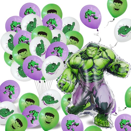 37 Pcs Ballons Hulk, Décoration Anniversaire Hulk, Ballons Latex, Ballon Hulk Anniversaire, Ballon En Aluminium, Décorations Fête Hulk, Balloon Helium...