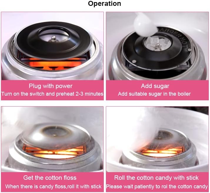 Miniatura 5 de Nostalgia - Máquina de dulces de algodón para niños, fabricantes de dulces de algodón portátiles con calefacción eléctrica eficiente de 450 W y
