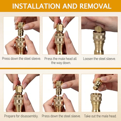 Image of 1 /4 inch Brass Quick Disconnect Coupler Valve for Mytee Carpet Extractor fits Carpet Cleaning Wand Truckmount NPT Quick Connector Plug Nipples，Leak-Proof for Professional Cleaning （1 Pcak） ﻿﻿ (Pack of 2)