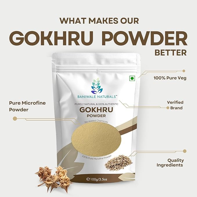 Image of Gokshura Powder - 100g | Tribulus Terrestris /Gokhru Churna | Boost Energy, Strength & Testosterone | Pure & Natural | Non GMO With No Added Preservatives (Gokhsura Big Pack, Pack of 3)