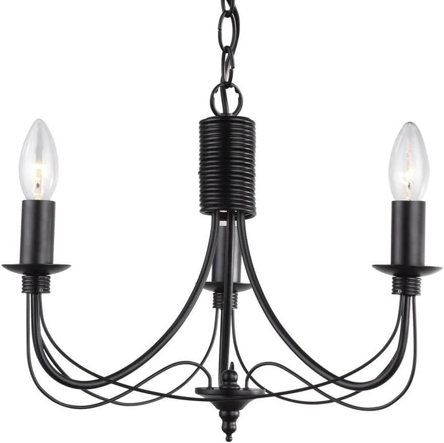 LITECRAFT Somerset Chandelier Traditional Styled Ceiling 3 Light - Black