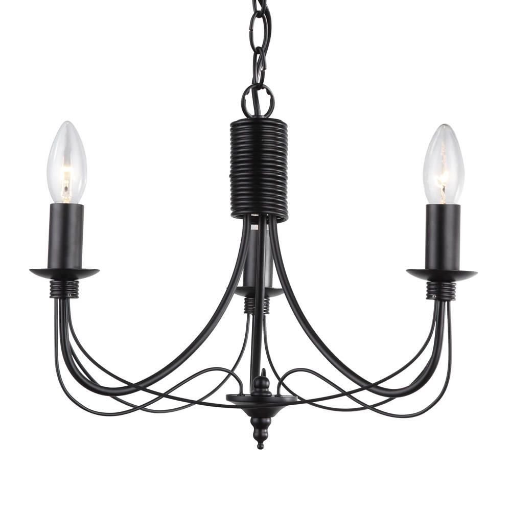 Litecraft Somerset Chandelier Traditional Styled Ceiling 3 Light - Black