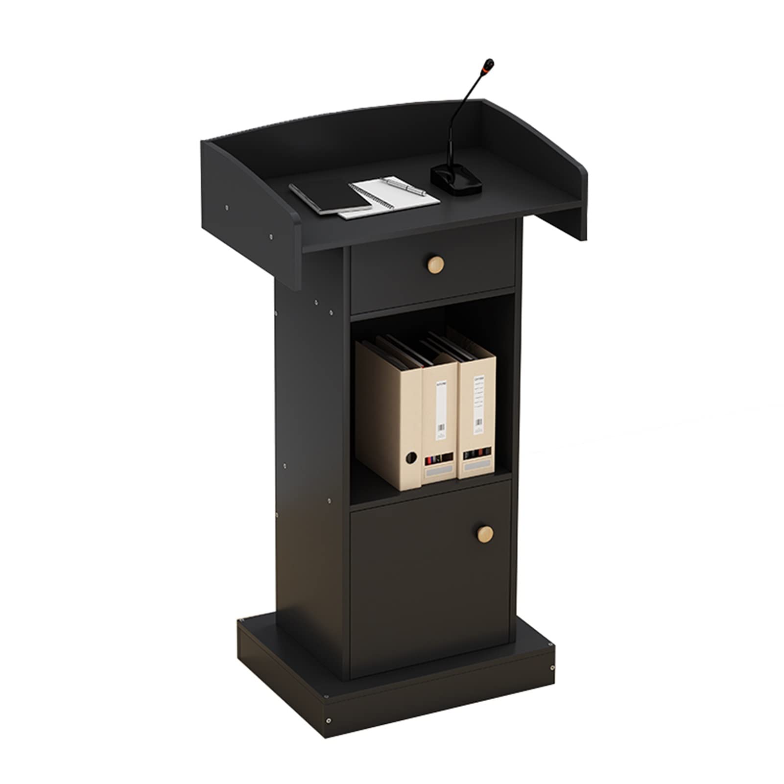 Bureau d'accueil en bois noir pour organiser vos câbles et encaissements