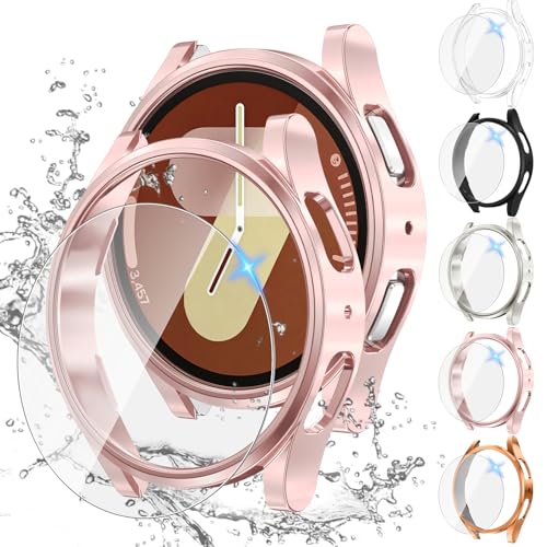 Image of Tensea [5+5Pack for Samsung Galaxy Watch 7 Screen Protector Case 40mm Accessories, Hard PC Bumper /HD Anti-Fog Tempered Glass Protective Film, Face Cover Set, Galaxy Watch 7 Case for Women Men
