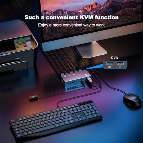 Commutateur KVM DisplayPort 8K switch DP 4 PC moniteur USB avec télécommande filaire - 2