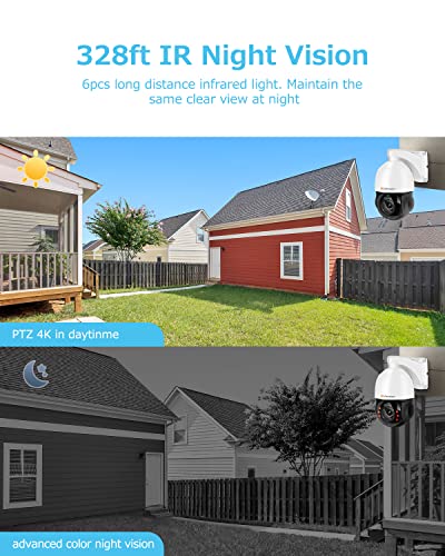 4K 8Mp Outdoor Ptz Ip Poe Camera With Pan Tilt 20X Optical Zoom & Human Vehicle Detection, Speed Dome Security Camera With 320Ft Ir Night Vision, Auto Tracking, 2-Way Audio (Compatible For Hikvision) #TOP6