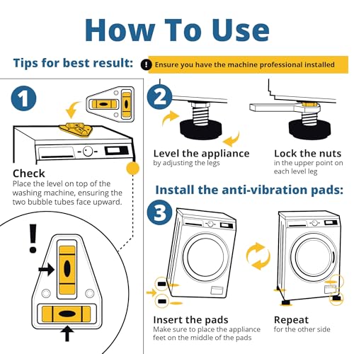 Image of Silent Guys Heavy Duty Anti Vibration Pads for Washing Machine - 4 Pack Washer Vibration Pads, Anti Vibration Mat & Black Washing Machine Vibration Pads