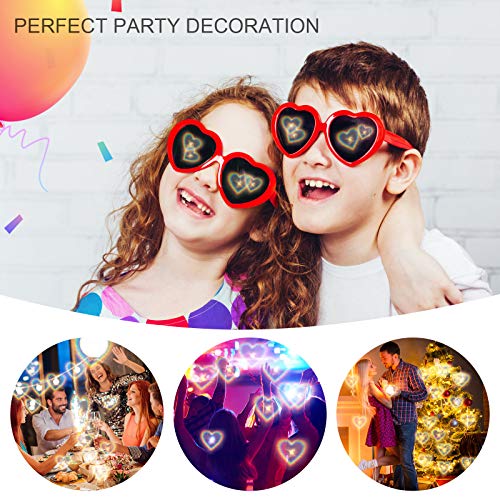 FENICAL Women Interesting Peach Heart Special Effects Eyeglasses for Bar Night Club (Red), 1552cm - Thumbnail 4
