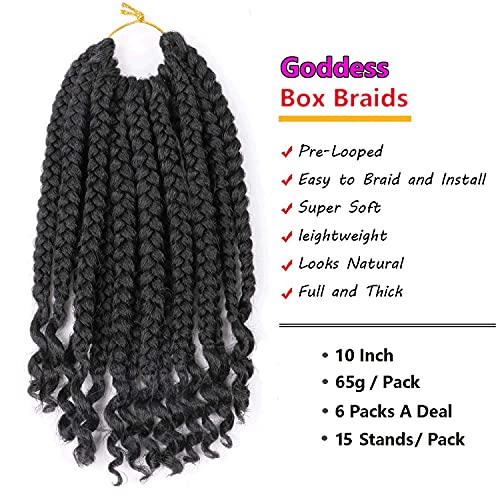 10 Inch Bob Box Braid Crochet Hair With Curly Ends 6 Packs Crochet Box Braids For Kids Crochet Box Braid Hair For Black Women (2#, 10 Inch) #TOP2