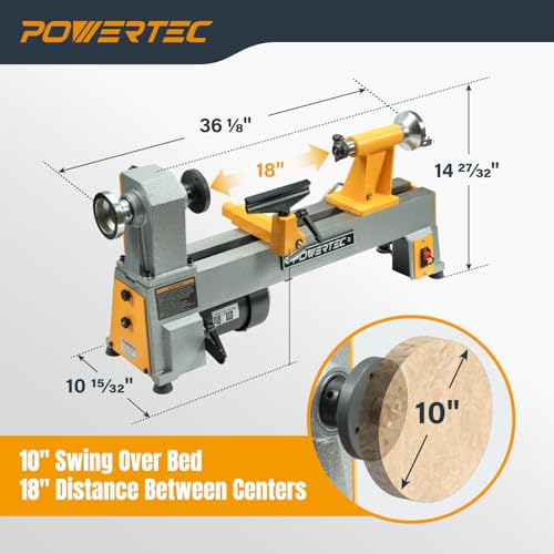 POWERTEC LT1018 Benchtop Mini Wood Lathe