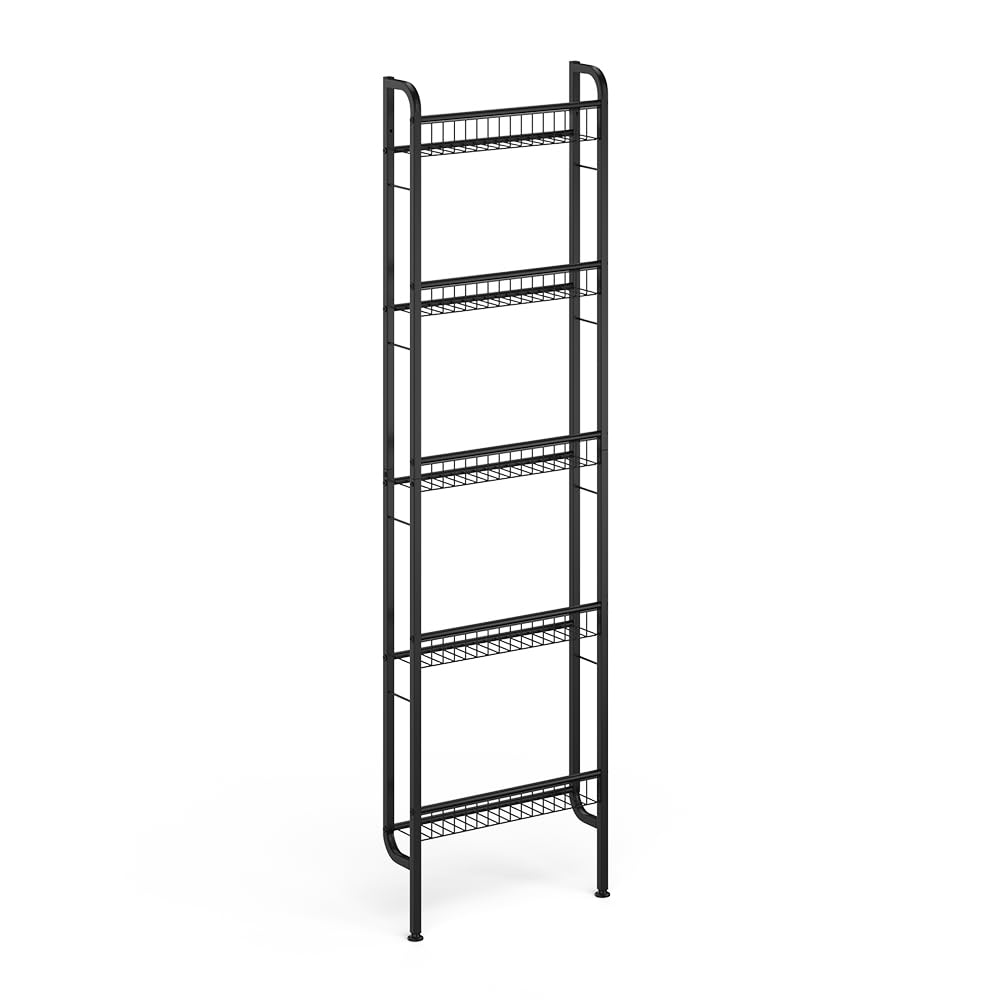 Vicco Étagère échelle Klivo, Noir, 44.5x160cm | avec 5 étagères, convient pour le rangement de livres et d’objets de décoration
