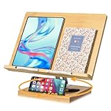 Book Stand 360 Degree,Nsdmakdt Adjustable Book Stand for Reading, Book Holder with Phone Slot, Foldable Desktop Riser for Laptop, Recipe, Textbook - Hands-Free,Cookbook Stand(L)