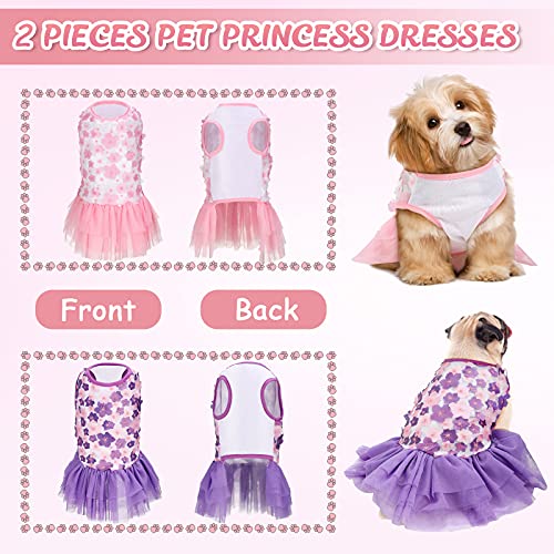 2 Pieces Dog Dress Pet Princess Dress Sweet Puppy Tutu Dresses Summer Pet Gauze Skirt Pink Purple Dog Vest Apparel Skirt… - Image 4