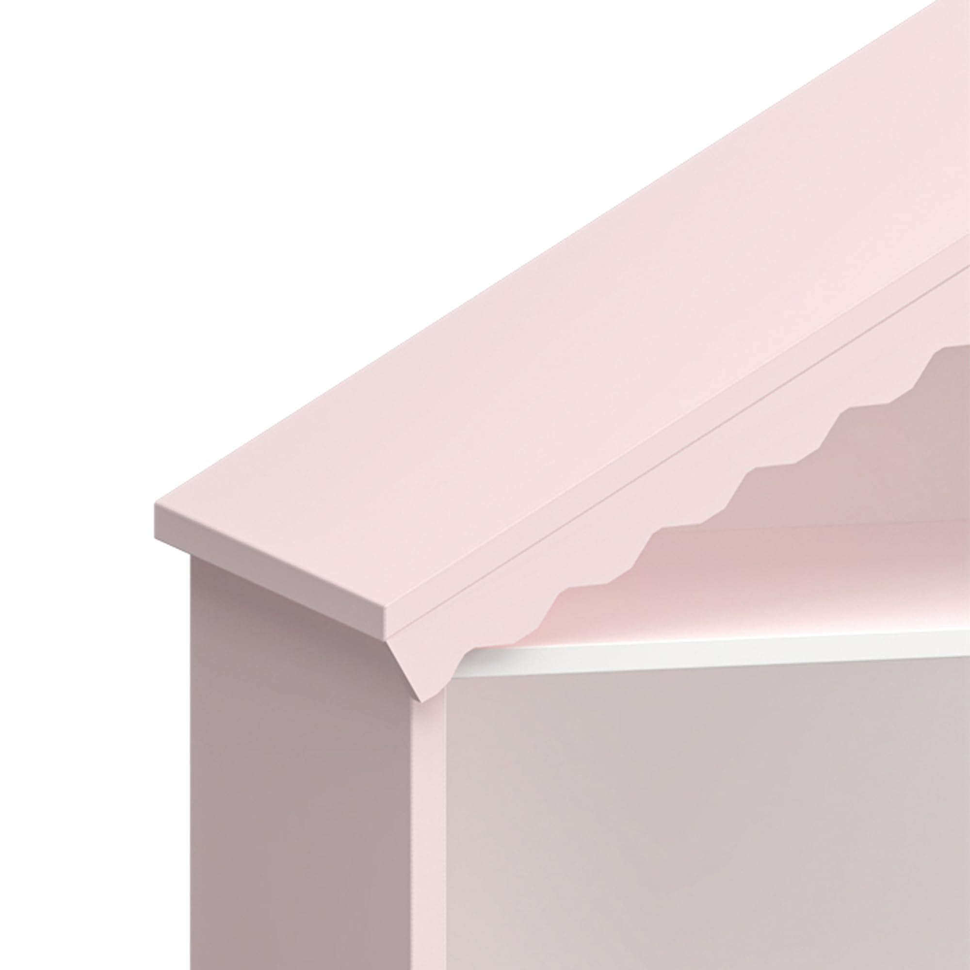[en.casa] Étagère pour Enfants en Forme de Maison Meuble de Rangement avec Compartiments Ouverts et Tiroir Ondulé Bibliothèque MDF Panneau de Particules 114 x 91 x 30 cm Rose Barbe à Papa Blanc