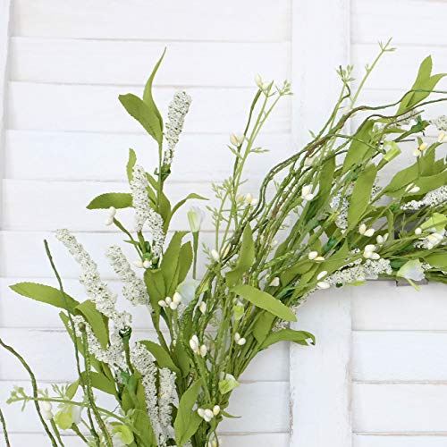Bibelot 20 Inch Green Leaves With Artificial Grains Wreath For Front Door,Farmhouse Decor，Indoor，Outdoor，Wedding,Wall Home Decor #TOP4