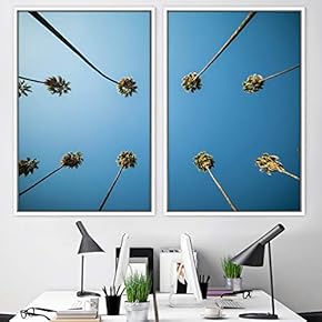 signwin 2 Piece Framed Canvas Wall Art Palm...