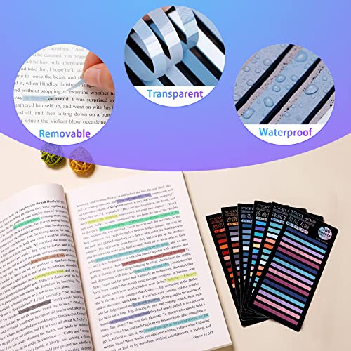 Hautoco 1800Pcs Transparent Highlighter Tape, Removable Highlighter Strips Sticky Notes Tabs For Annotating Books, Morandi Clear Sticky Page Markers Tabs For Office School Aesthetic Study Supplies #TOP3