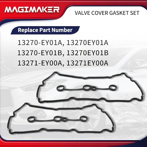 Image of Valve Cover Gasket Set Compatible with Infiniti G37 Q40 Q50 Q60 QX50 QX70 M37 FX37 2008-2019, Nissan 370Z 2009-2020 Replace 13270-EY01A 13270-EY01B 13271-EY00A, Black