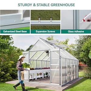 YITAHOME 10x8FT Polycarbonate Greenhouse Large Heavy Duty Green Houses Outdoor Aluminum Greenhouses with Sliding Doors Vent Window Premium Walk-in Greenhouse for Garden Backyard, Matte Sliver YITAHOME 10x8FT Polycarbonate Greenhouse Large Heavy Duty Green Houses Outdoor Aluminum Greenhouses with Sliding Doors Vent Window Premium Walk in Greenhouse for Garden Backyard Matte Sliver