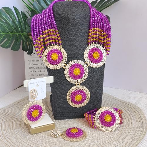 Juego de joyas nigerianas de cuentas africanas de alta costura para mujer 6