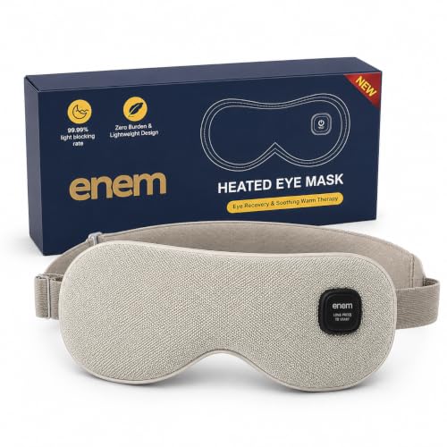 Image of enem Heated Eye Mask Cordless for Dry Eyes, Rechargeable Warm Mask for Eye Fatigue, Puffy Eyes & Improved Sleep, Washable Heating Pad with Replaceable Cover, Travel Friendly