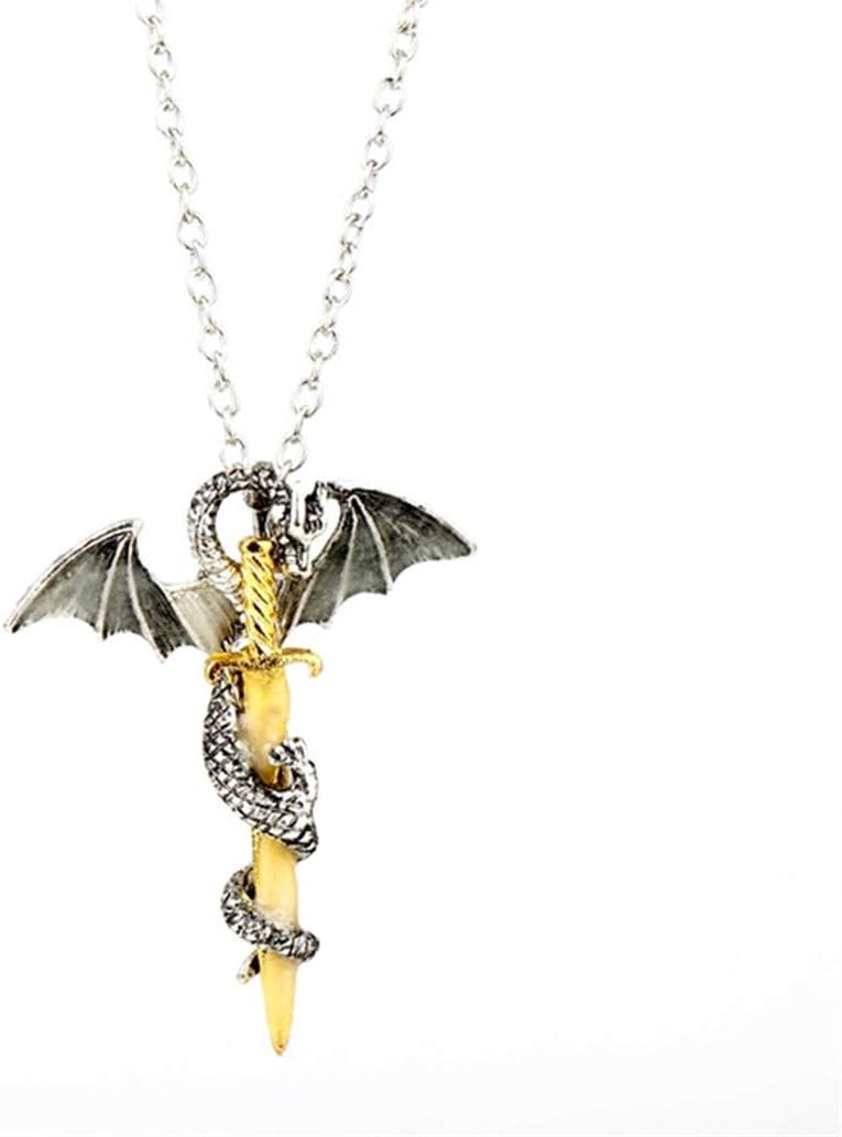 KISSFRIDAY Luminous Vintage Dragon Sword Pendant Necklace Jewelry Glow In The Dark