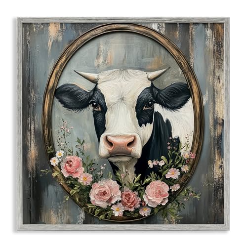 Guirlande classique de vache et rose Stupell Industries pour une atmosphère douce et rétro
