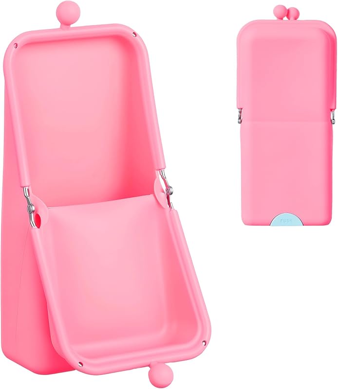 Kacctyen Estojo de Silicone para Pincéis de Maquiagem, Vertical, Rosa