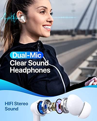 Wireless Earbuds, GAUKRIPA Wireless Headphones Hi-Fi Stereo 35H Playtime Touch Control Bluetooth Earphones with Mics, IPX7 Waterproof Bluetooth 5.1 In-Ear Headphones with Charging Case For Work Sports