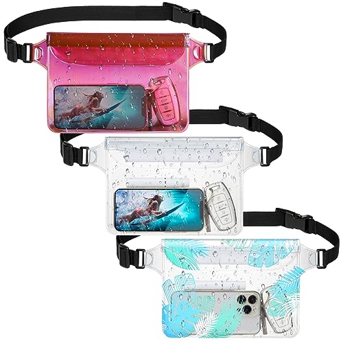 Image of F-color Waterproof Fanny Pack - Waterproof Pouch, Beach Cruise Essentials | Adjustable Waist Strap, Triple Zipper Roll-Top Dry Bag for Phone, Keep Passport Valuables Dry for Beach Kayaking Boating