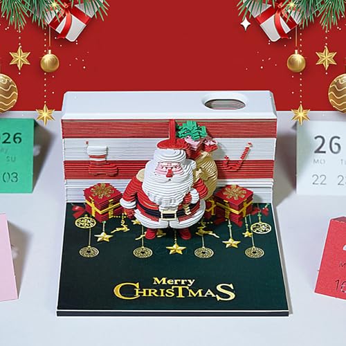 Sculpture sur papier et calendrier 3D Père Noël, le cadeau idéal pour bureaux