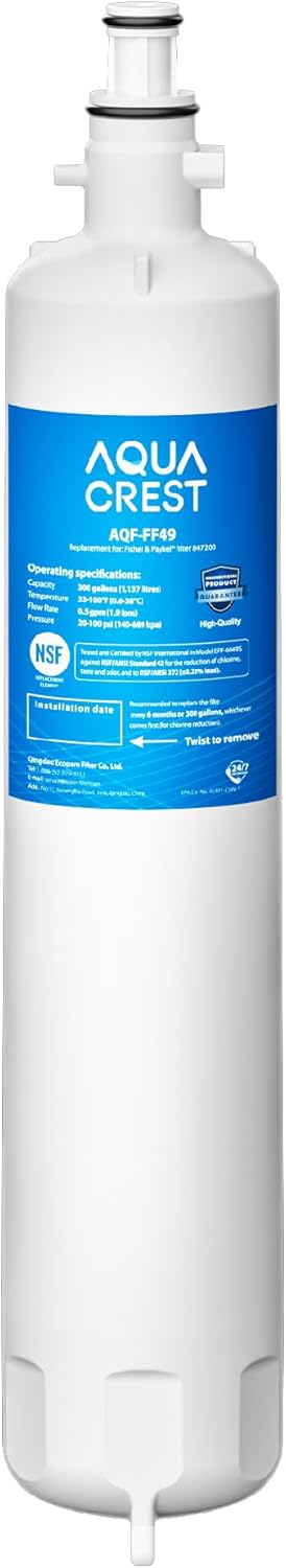 AQUA CREST 847200 Refrigerator Water Filter Replacement for Fisher & Paykel 847200, Fisher & Paykel Refrigerator Model Number E522, E422, E402