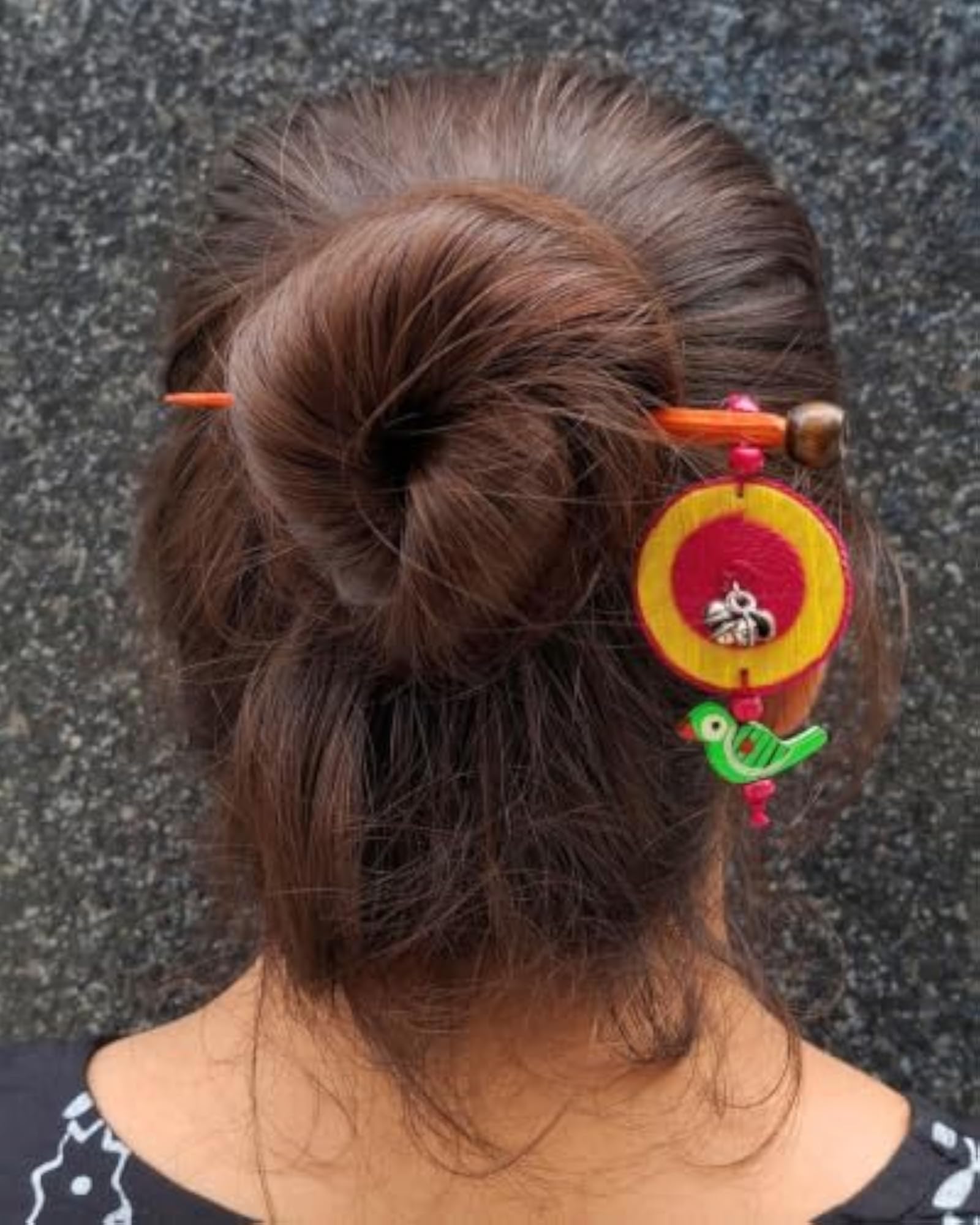 Handcrafted Wooden Hair Stick with Bird Charm, Unique Accessory
