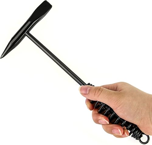 Miniatura 4 de QWORK Martillo astillador de soldadura, 2 paquetes de martillo de dos cabezas de 10.5 pulgadas con mango de resorte helicoidal, limpieza de