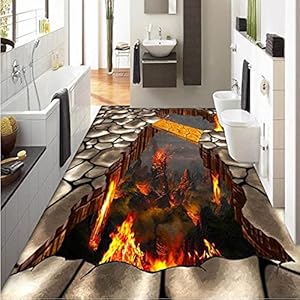 Custom Flooring Muurschildering Behang Lava Stone Magma 3D Stereoscopische Vloer Sticker Schilderen PVC Zelfklevend…