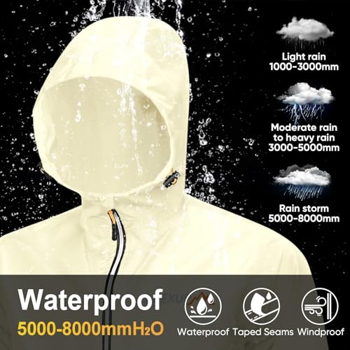 Image of APEXUP Packable Rain Jacket Men Waterproof Lightweight Raincoat with Hood