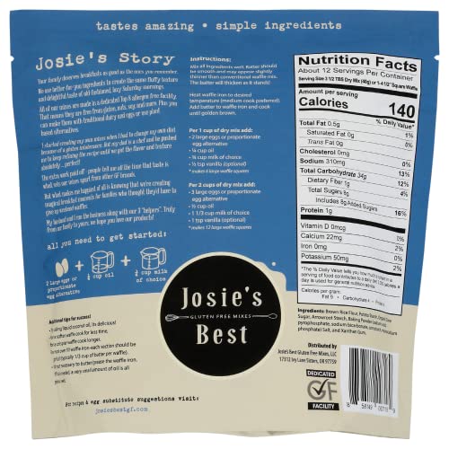 Josie's Best Gluten Free Waffle Mix (Gluten Free, Soy Free, Nut Free, Dairy Free) Tastes Amazing | Simple Ingredients (Bulk 3 Pack- Over 3Lbs Total Waffle Mix) #TOP1