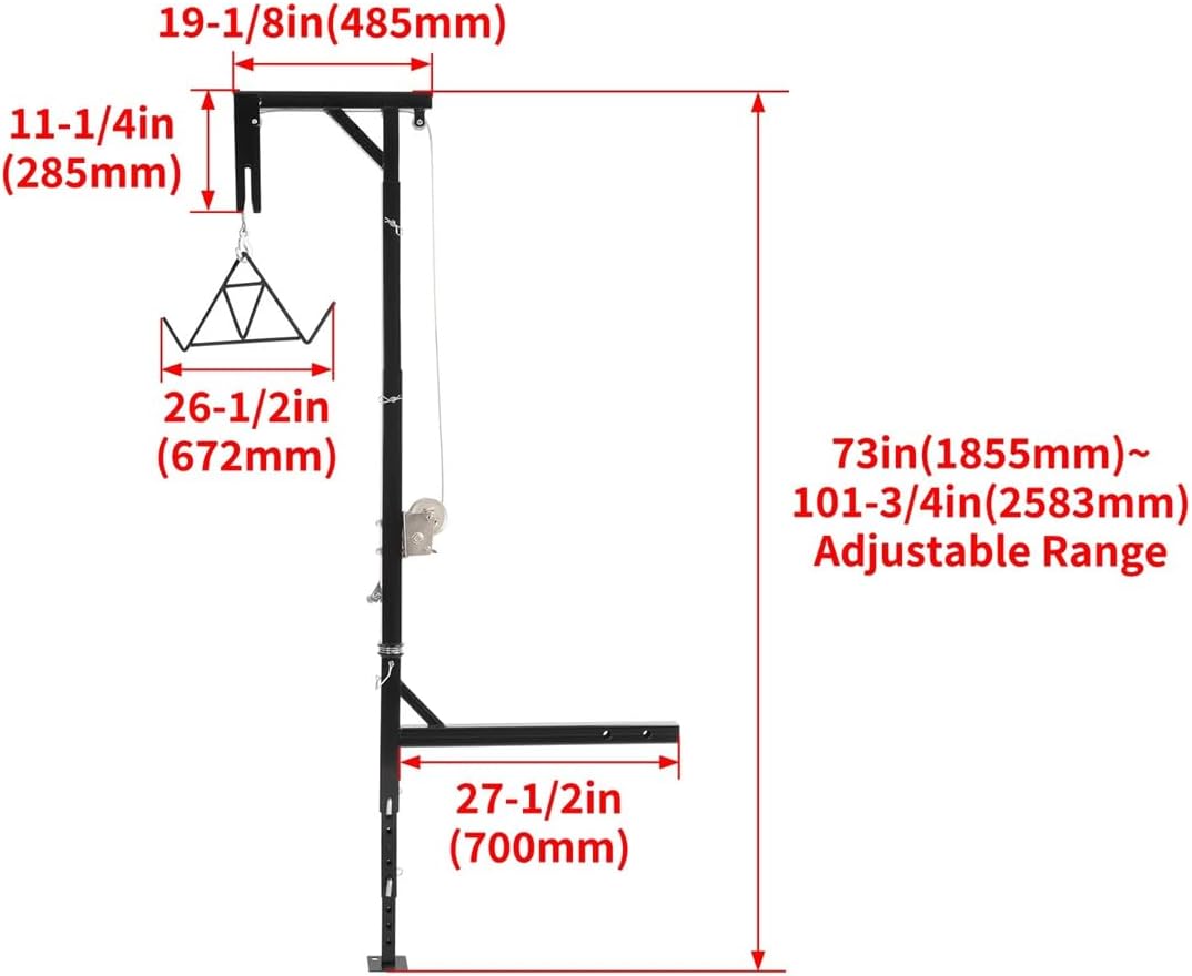 600lb Truck Hitch Game Hunting Hoist w/Winch-360 Swivel 2" Hitch Receiver