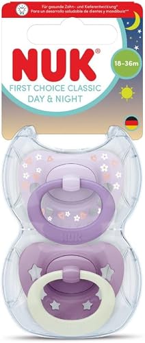 NUK First Choice Day & Night Soother Purple Stars 18-36 months | Breathable material