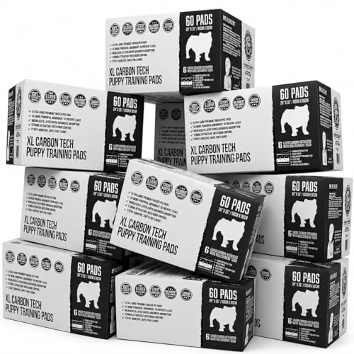 Image of Bulldogology Carbon Black XL Dog Pee Pads with Adhesive Sticky Tape Extra Large Charcoal Housebreaking Dog Training Wee Pads Leak Proof Absorbent 600 Count 24 inch x 35 inch