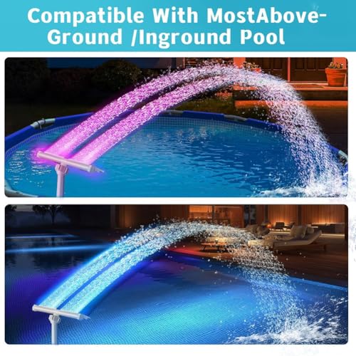 Fuente de doble aspersor para piscina con sensor automático y luces 4
