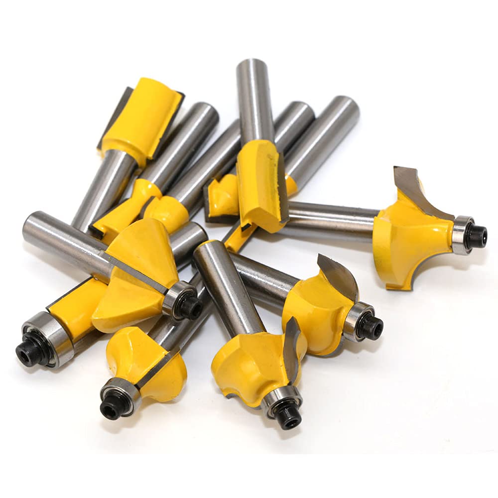 Juego de brocas de fresado de carburo de tungsteno de vástago de 1/2 pulgadas, kit de herramientas de carpintería para fresado de madera con estuche de madera para el hogar y bricolaje (rojo)