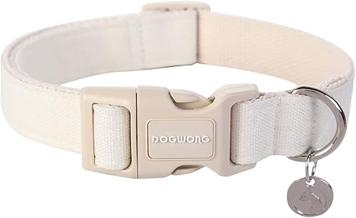 DOGWONG Collar de algodón de cáñamo para perro, collar de perro blanco resistente, duradero, suave, de tela natural, collar de perro para mascotas, DOGWONG Collar de algodón de cáñamo para perro, collar de perro blanco resistente, duradero, suave, de tela natural, collar de perro para mascotas,