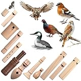 Shappy 12 Pcs Wooden Bird Call Set Handmade Bird Call Gifts for Birdwatchers, Nature Lovers, Outdoor Exploration Activities Camping Trips Realistic Sounding Whistle