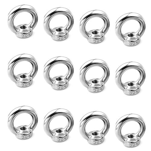 Preisvergleich Produktbild Keleily Ringmutter M5 12 Stück Ringösen Edelstahl Ringschraube Edelstahl Augenmuttern Hardware Ringförmige Innengewinde-Befestigungsschraube für Seilmontage, Hebezubehör, Oberflächenpolieren, Silber