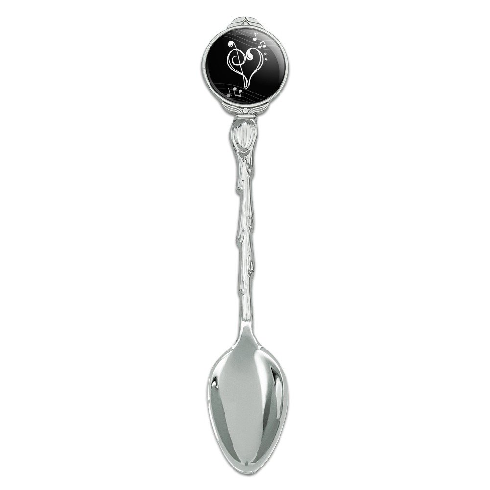 Treble Bass Clef Heart Music Black Novelty Collectible Demitasse Tea Coffee Spoon