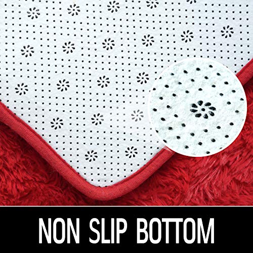 HOMORE Red Rugs for Bedroom, 4x6 Feet Fluffy Area Rug Modern Shag Rugs for Living Room, Super Soft Furry Rug for Girls Room, Cute Carpets for Kids Nursery Home Dorm Decor